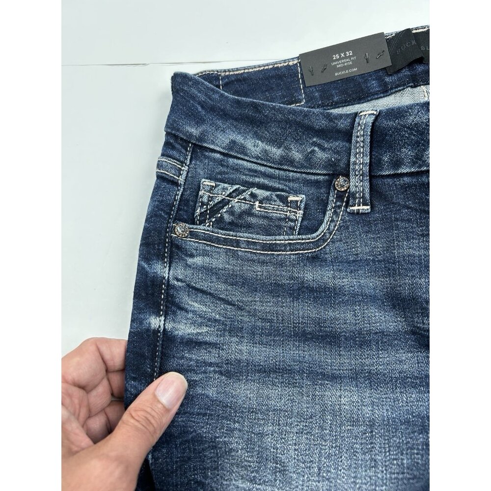 Buckle Black BKE Jeans Womens 25x32 Blue Skinny Fit No 53 Ripped Dark Wash Denim - Picture 10 of 16